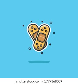 Wound plaster Vector Illustration. Education License. Flat Cartoon Style Suitable for all fields, Banner, Flyer, Sticker, Wallpaper, Stationery Set, Icon, Symbol, Chibi, Sign