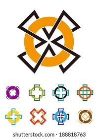Wound round with a cross. Design line logo element. Abstract vector template set. 