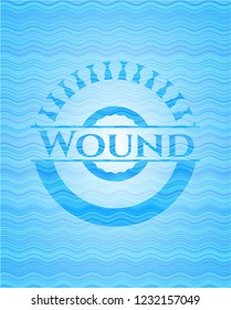 Wound sky blue water emblem background.
