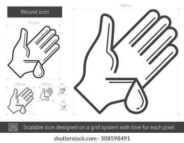 Wound vector line icon isolated on white background. Wound line icon for infographic, website or app. Scalable icon designed on a grid system.