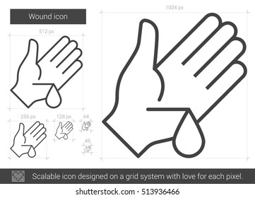 Wound vector line icon isolated on white background. Wound line icon for infographic, website or app. Scalable icon designed on a grid system.