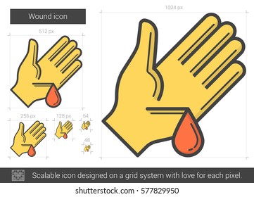 Wound vector line icon isolated on white background. Wound line icon for infographic, website or app. Scalable icon designed on a grid system.
