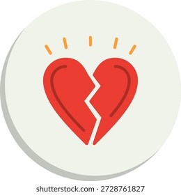 Icono de estilo de círculo plano de corazón herido