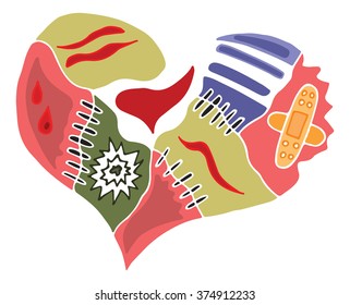 wounded heart vector illustration