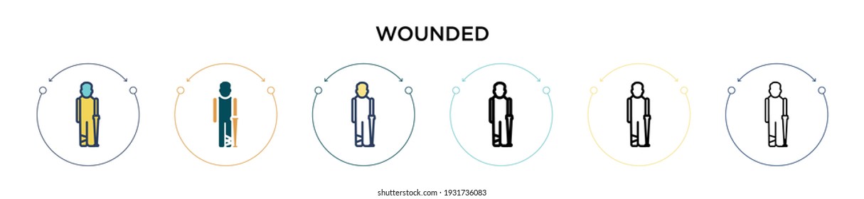Wounded icon in filled, thin line, outline and stroke style. Vector illustration of two colored and black wounded vector icons designs can be used for mobile, ui, web