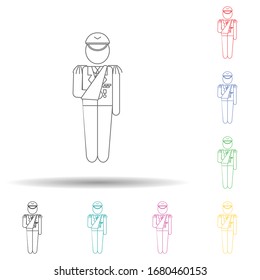 Wounded officer multi color set icon. Simple thin line, outline vector of army icons for ui and ux, website or mobile application