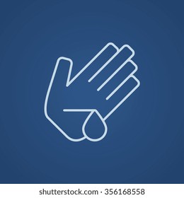 Gewogenes Palmliniensymbol für Web-, Mobil- und Infografiken. Vektorhellblaue Symbol einzeln auf blauem Hintergrund.