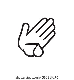 Icono de esbozo vectorial de palma herida aislado en segundo plano. Icono de palma herida dibujado a mano. Icono de boceto de palma herida para infografía, sitio web o aplicación.