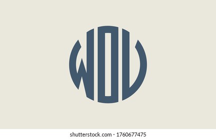 WOV Circle Emblem Abstract Monogram Letter Mark Vector Logo Template