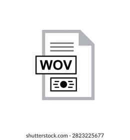 WOV document file icon symbol on white background, representing file types and formats