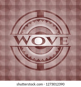 Wove red seamless geometric pattern emblem. Seamless.