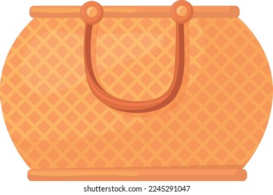 Woven bag in rustic style. Cartoon wicker icon isolated on white background