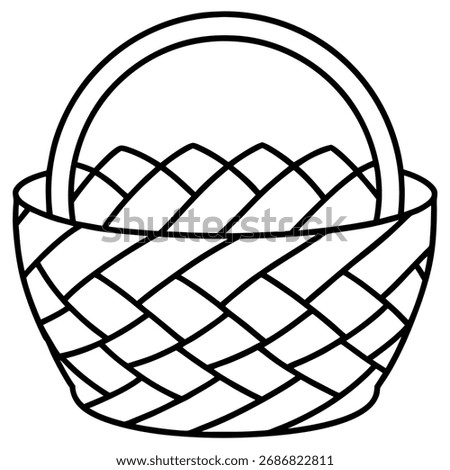A woven basket, a container often used for carrying items, especially during activities like picnics or shopping, showcasing its simple design