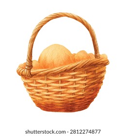Woven basket containing freshly baked bread