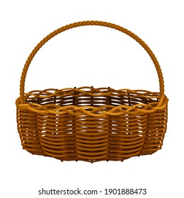 Woven Basket with Handle for Harvesting and Storage Vector Illustration