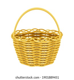Woven Basket with Handle for Harvesting and Storage Vector Illustration