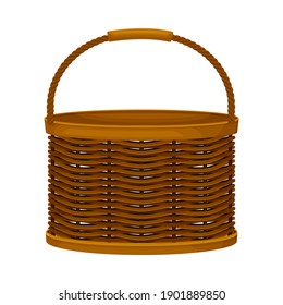 Woven Basket with Handle for Harvesting and Storage Vector Illustration