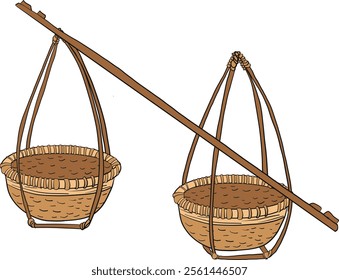 Woven Basket Illustration. Art and Illustration