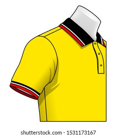 Woven Contrast Collar And Sleeve Bottoms Polo Shirt Vector