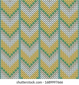 Woven downward arrow lines knitted texture geometric seamless pattern. Pullover knit tricot  fabric print. Winter seamless knitted pattern. Cozy textile print design.