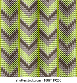 Tejidos de flecha hacia abajo de punto textura geométrica sin costura. Ornamento del efecto de cuchillo. Patrón de punto impecable de moda. Diseño de impresión textil acogedor.