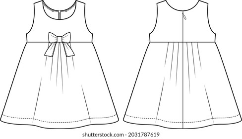 WOVEN DRESS FOR KID GIRLS AND TEENS WEAR VECTOR ILLUSTRATION