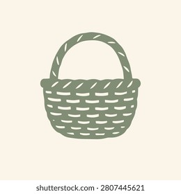 Woven Easter Basket Silhouette Illustration in flat att