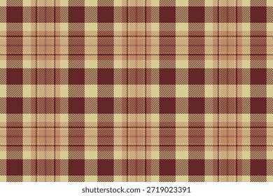 Tecido tecido xadrez padrão, textura vetorial têxtil editável. 20s sem costura fundo verificar tartan em vermelho e amarelo paleta de cores.