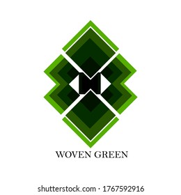 Elementos de adorno del logotipo verde trenzado