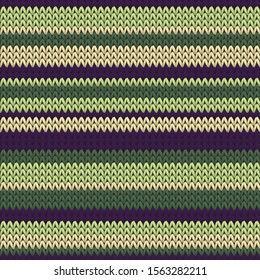 Woven horizontal stripes knit texture geometric vector seamless. Jacquard knitwear fabric print. Norwegian style seamless knitted pattern. Handicraft backdrop.