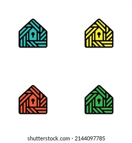 woven house shape with a keyhole in the middle for an icon or logo concept