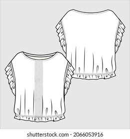 WOVEN AND KNIT TOP FOR WOMEN AND GIRLS IN VECTOR