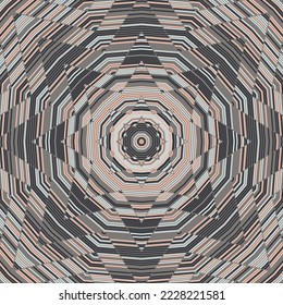Woven mandala vector seamless pattern. Huichol art decoration design. Meditation and tranquility sacred geometry. Wheel star decor mandala background. Beautiful canvas art.
