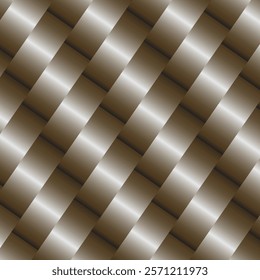 Woven metallic pattern,This image showcases a seamless woven metallic texture, featuring interlaced strips with a gradient effect that creates a 3D illusion. 