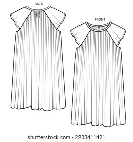 WOVEN PERMA PLEAT CHIFFION VESTIR PARA NIÑOS Y NIÑAS ADOLESCENTES EN VECTOR EDITABLE