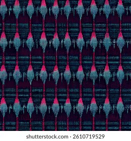 Woven plaid with dark blue and pink colors, grunge lines ikat pattern, striped seamless pattern, Vector illustration background for print the paper.
