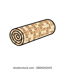 Woven rattan cane matting roll illustration with material basketry interior furniture background craftsmanship