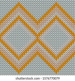 Woven rhombus argyle knit texture geometric vector seamless. Scarf hosiery textile print. Fashionable seamless knitted pattern. Abstract xmas wallpaper.