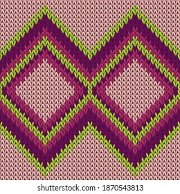 Woven rhombus argyle knitting texture geometric vector seamless. Plaid knitwear fabric print. Classic warm seamless knitted pattern. Winter holidays wallpaper.