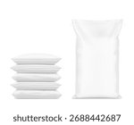 Woven sack bag mockup set for chemical products and etc. High realistic. Vector illustration isolated on white background. Ready for use in presentation, promo, advertising. EPS10.