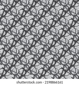 Woven style grid vector seamless pattern background. Abstract backdrop with entwined loops of yarn weave effect. Geometric mesh of thread lines. Minimal gray organic knotted texture design