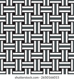 Estilo tecido intertravamento Geometric Stripe Line preto e branco padrão