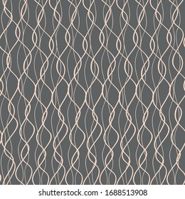 Woven style vector line seamless pattern background. Hand drawn entwined yarn loop weave backdrop. Vertical linear geometric loose strands. Minimal organic all over print for texture, fabric packaging