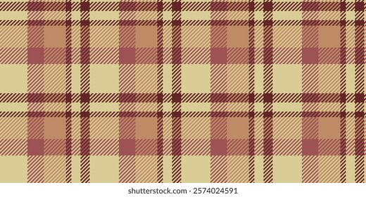 Woven texture fabric plaid, artistic tartan seamless textile. Eps pattern check background vector in red and yellow colors palette.
