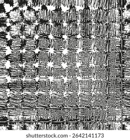Woven texture grid. Fabric mesh pattern. Abstract square layout. Grayscale design icon.
