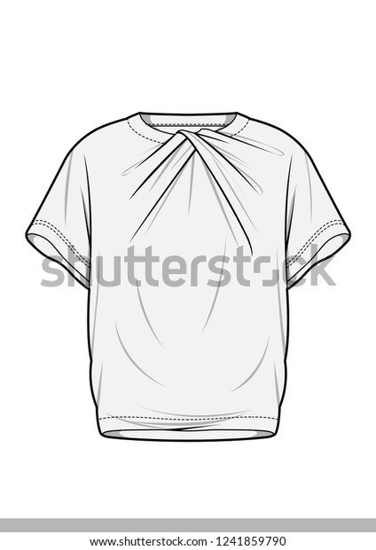 Woven Top Fashion Flat Technical Drawing Stock Vector (Royalty Free ...