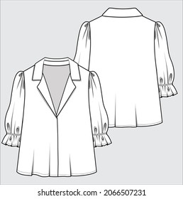 WOVEN TOP FOR WOMEN CORPORATE WEAR IN EDITABLE VECTOR FILE