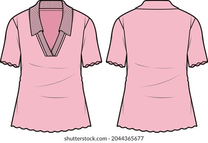 WOVEN TOPS FOR GIRLS AND WOMEN FRONT AND BACK VECTOR