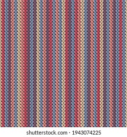 Woven vertical stripes knitted texture geometric vector seamless. Scarf knitwear fabric print. Norwegian style seamless knitted pattern. Christmas spirit backdrop.
