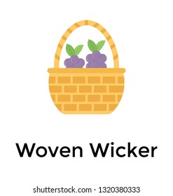 Woven wicker flat vector icon 